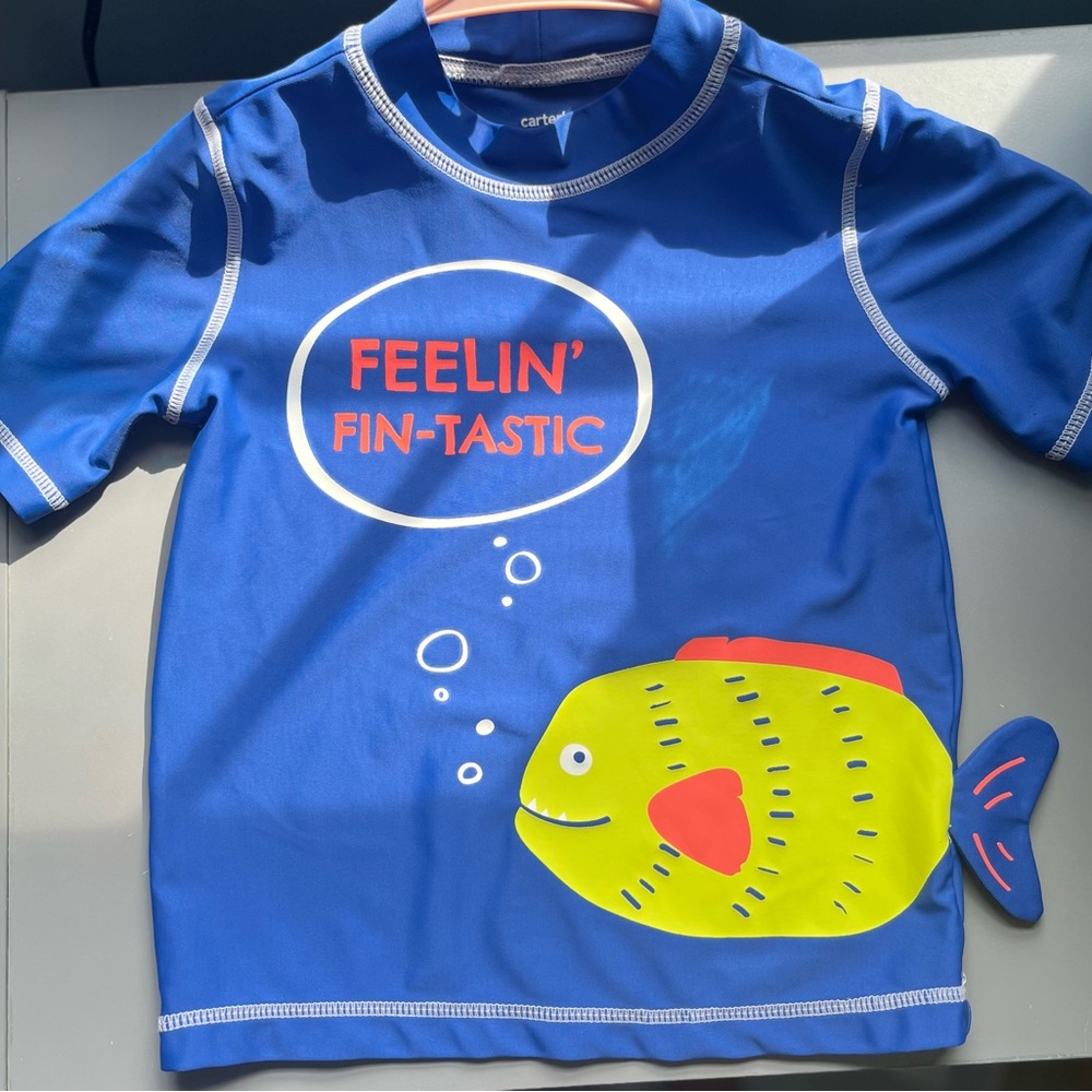 Swim Carter's Blue and Yellow Rashguard with UV Protection sz 3t